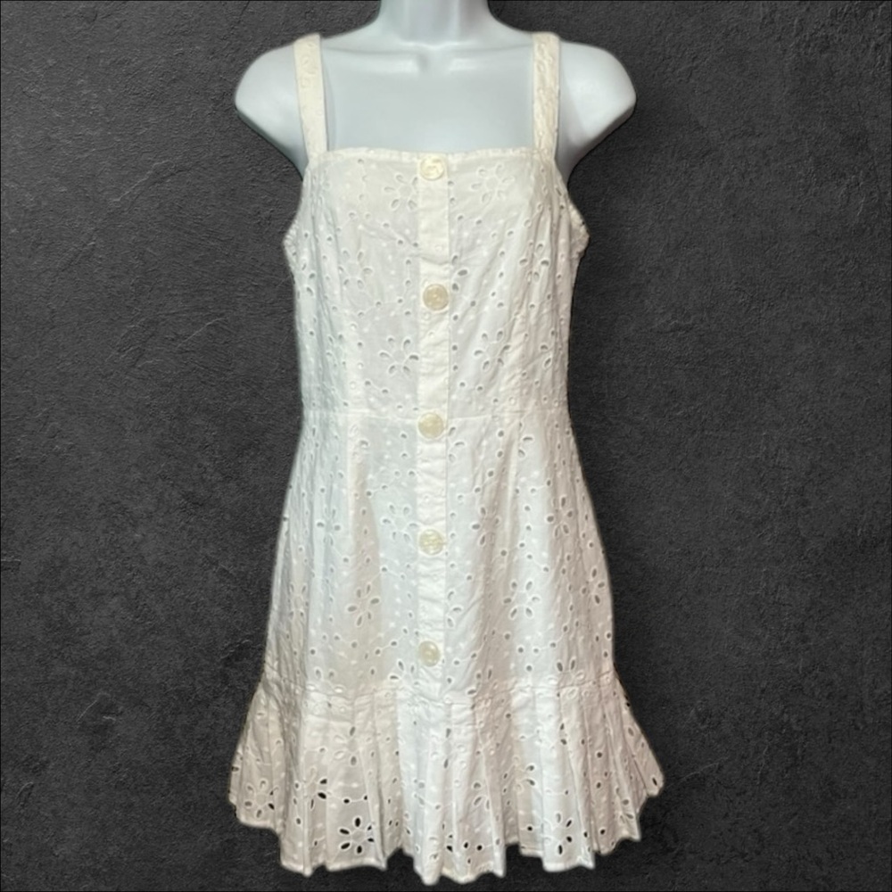 ALEXIS x Target Breezy Whisper Eyelet Dress White Ruffle Hem Cotton Mini XS